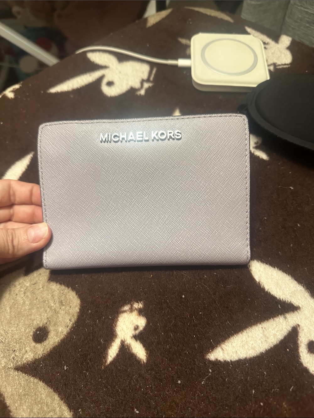 Michael Kors Bicolors Lavender/Lilac Saffiano Bifold Wallet with Silver Logo